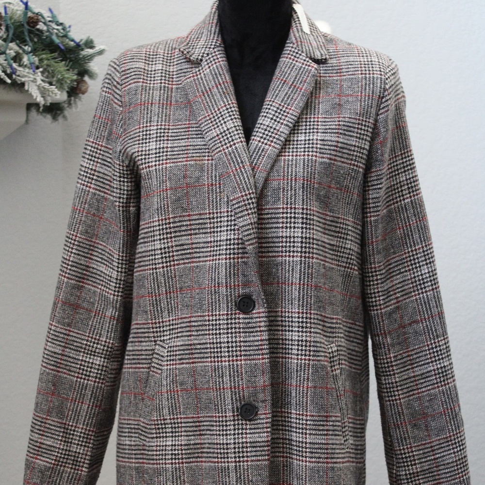 Checkered Trench Shein Coat Sized Medium Multicolor Winter Formal